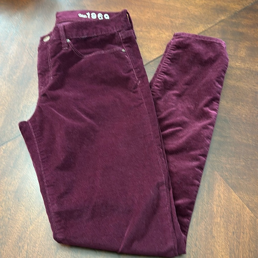 GAP Skinny Jeggings Burgundy Cigarette Corduroy Jeans Size 28